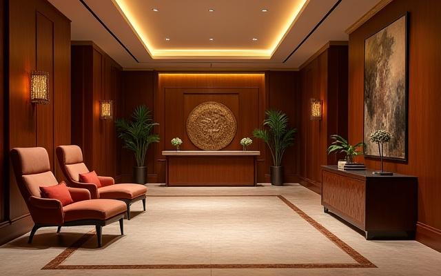 Elegant innredning i en hotellobby med skreddersydde møbler